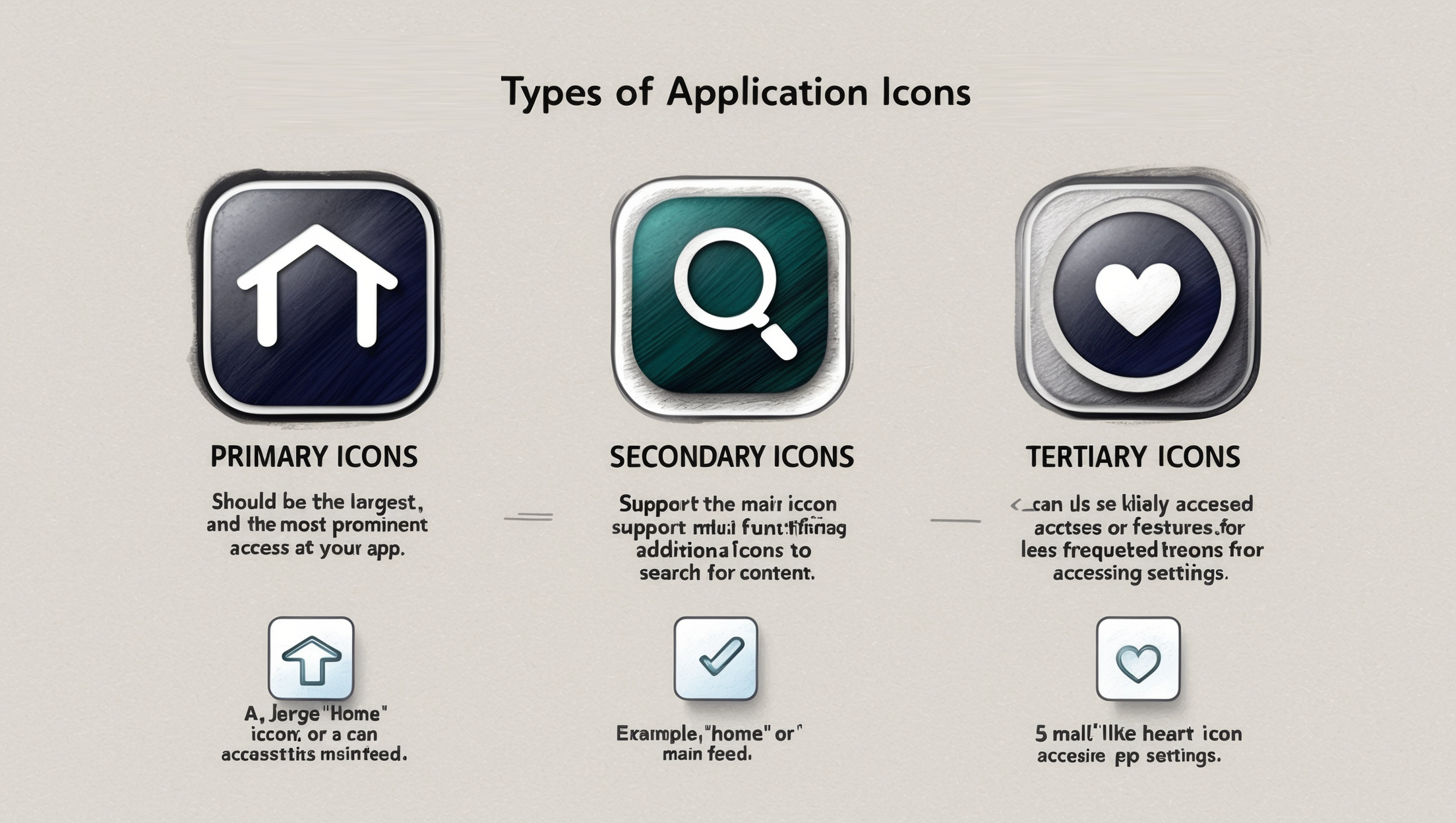 Examples of the three primary types of icons.